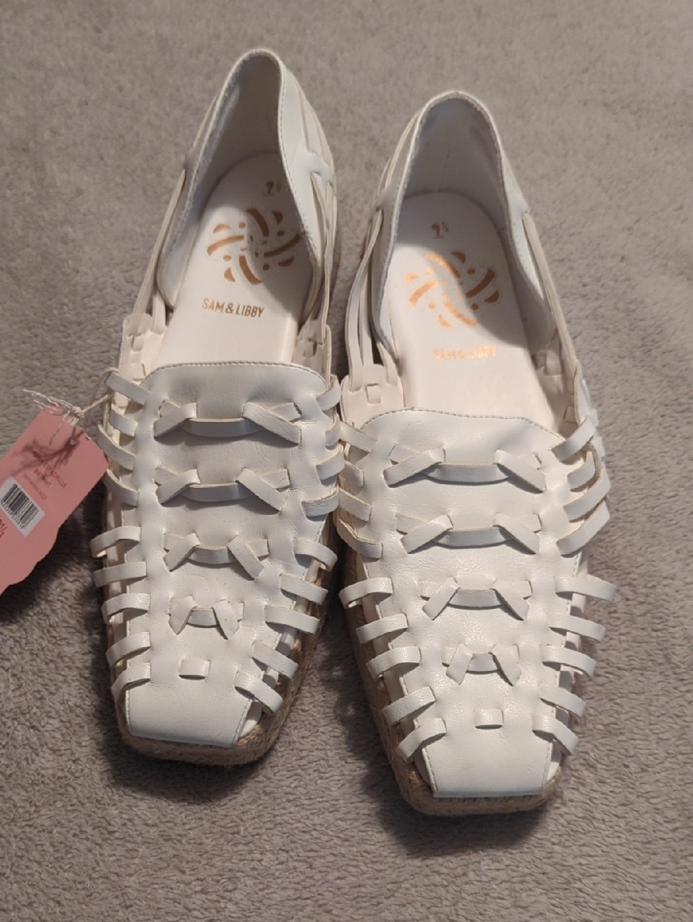 Sam & Libby White Woven Slip-On Flats /  Espadrille